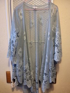 love, Fire Light Blue Sheer Lace Top